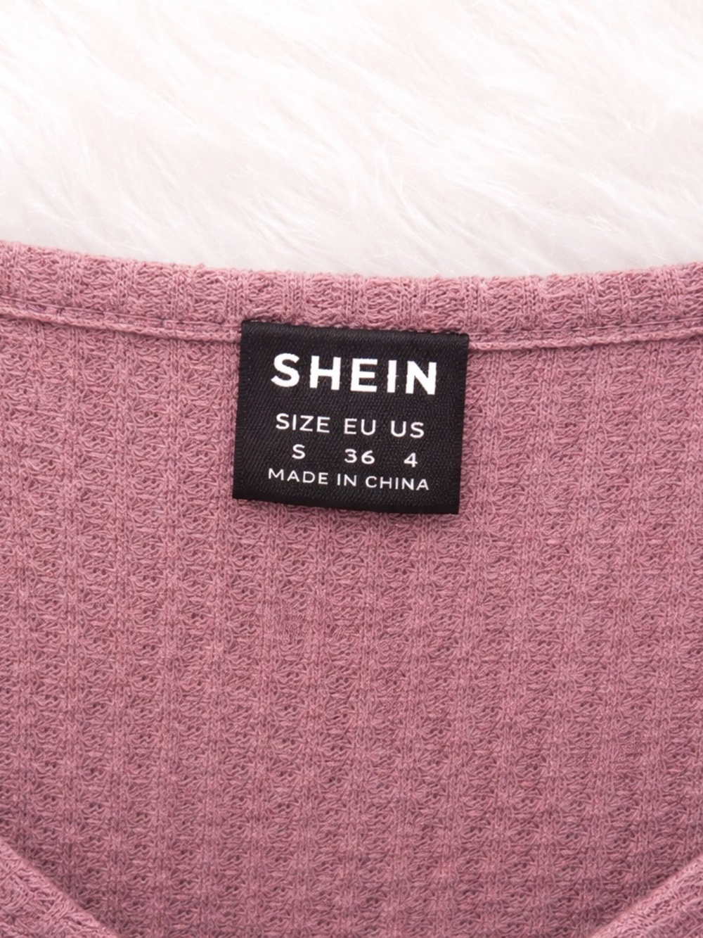 SHEIN Mauve Waffle Knit Peplum Top Small Flutter Sleeve V Neck Babydoll Blouse - Picture 3 of 3